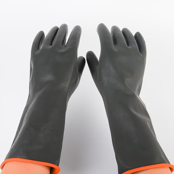 35CM Sorte Højtydende Handsker, 1 Par Kemikalieresistente Latexhandsker