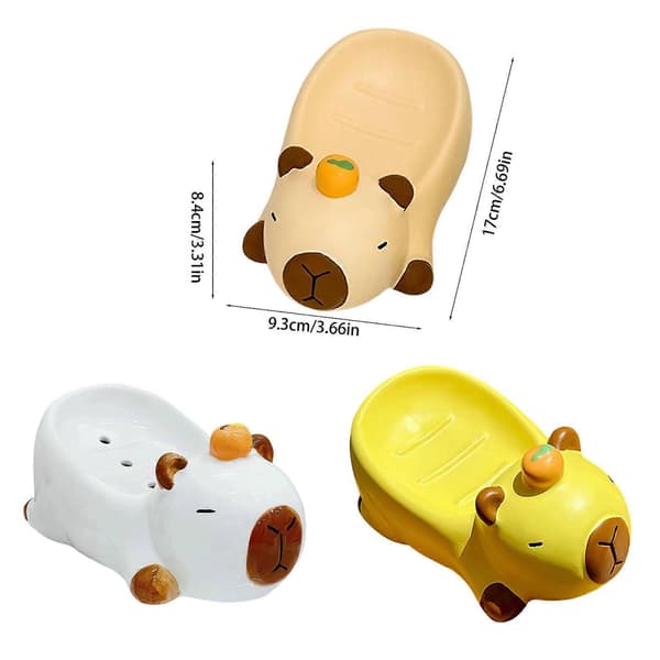 Cartoon Capybara Soap Storage Rack With Drain For Quick Drainage Keep Soap Dry Soap Dish Creative Soap Dish White White White