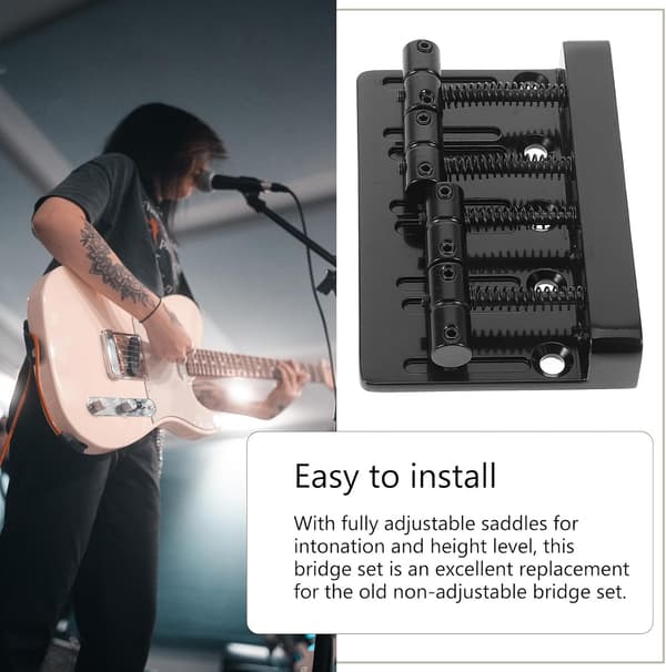 Elektrisk gitarbro, solid metallbro, strengholder og skruer, profesjonell bruddsikker erstatning