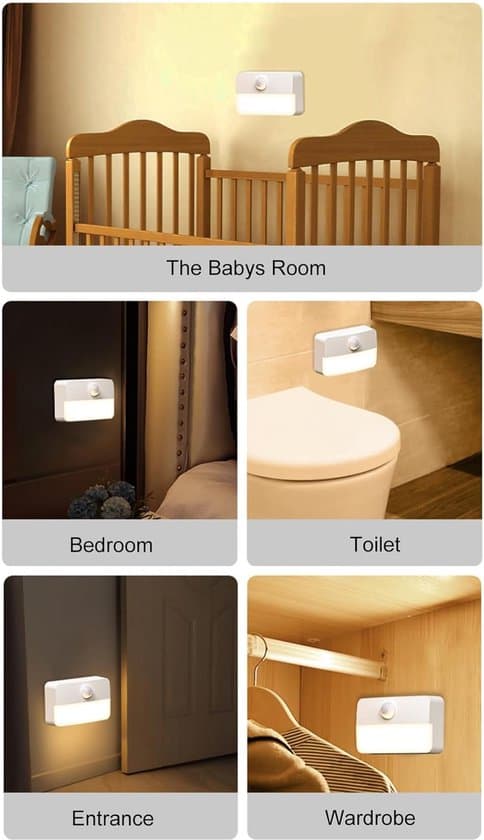 LED Night Light with Motion Sensor (6 pieces) - Sensor Night Lights - Night Light for Children's Room - Square Night Light - Children & Baby - Warm Light