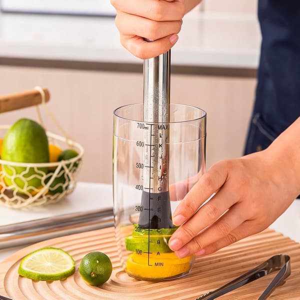Stainless Steel Ice Maker, Double-Headed Spoon, Lemon Clip, Straight Measuring Cup