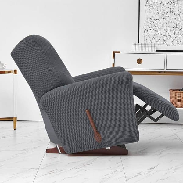 Trekk til lenestol med reclinerfunksjon, elastisk jacquard-rutete trekk til reclinerstol, antrasitt