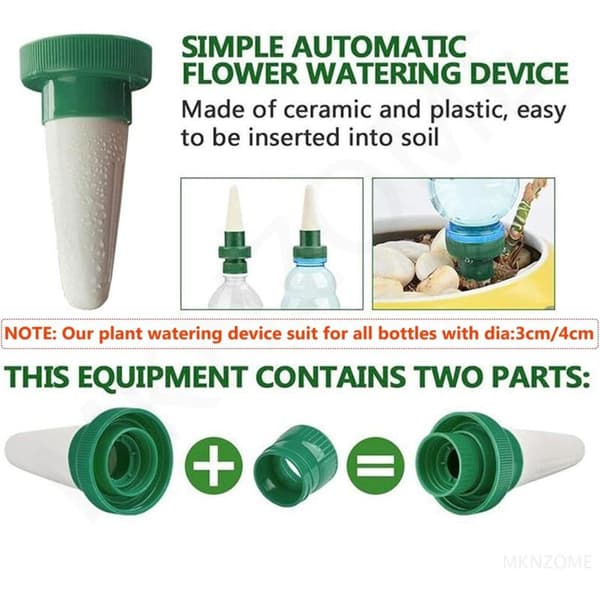 Drip Irrigation Bottle, 4-piece Ceramic Drip Irrigation Automatic Plant Sprinkler System for Indoor and Outdoor Gardens