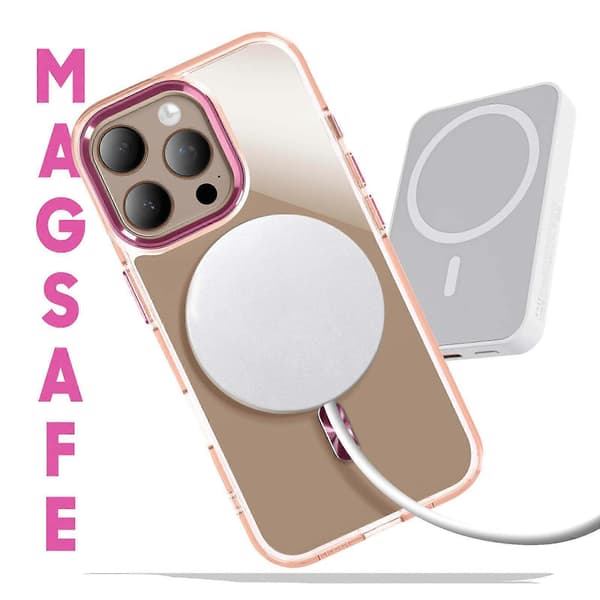 Skal MagSafe for iPhone 16 Pro Bakside Krystallfarge, Roségull