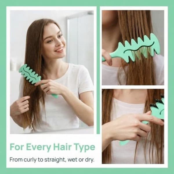 Lockiga hårborstar 2-pack, ABS och nylon, dubbla borst, våt- och torravredning, volymgivande styling, grön