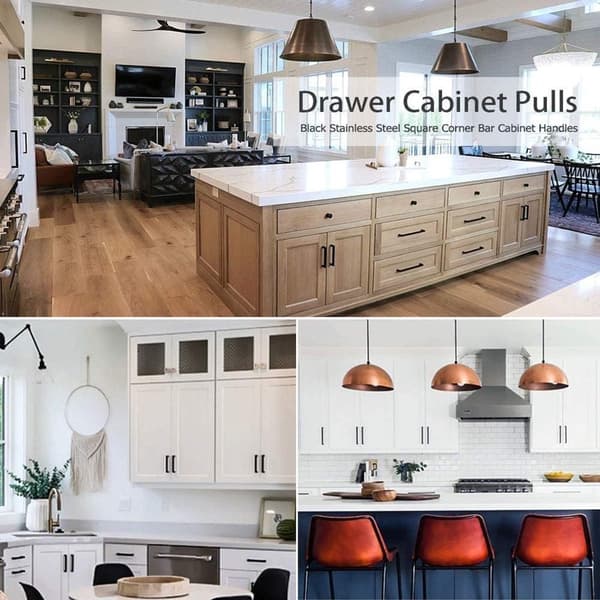 10 Pieces 160mm Black Kitchen Cabinet Handles, Stainless Steel Cabinet Pulls for Drawers, Wardrobe, Modern Design