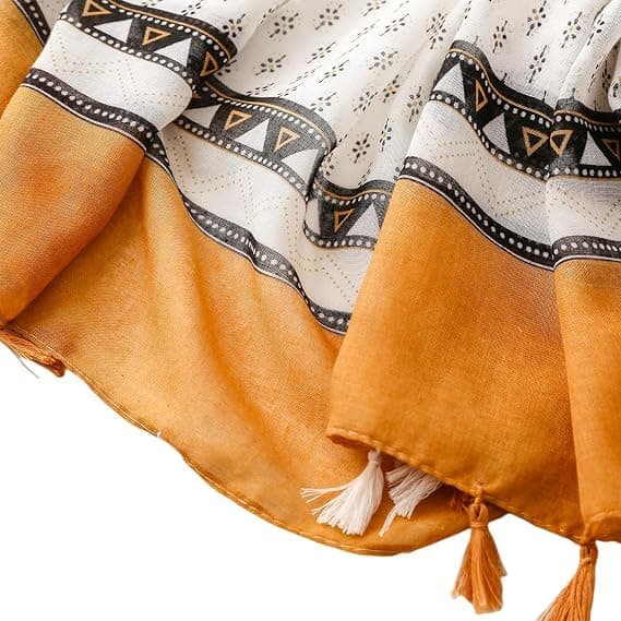 Dame skjerf med dusker og hjerteprint - Gave til Valentinsdag og Morsdag