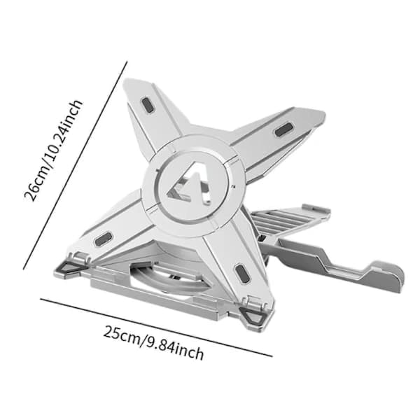(pow yeah!) Bærbar computerstander med telefonholder, tilbehør, stabil, robust, 360 graders rotation, hvid