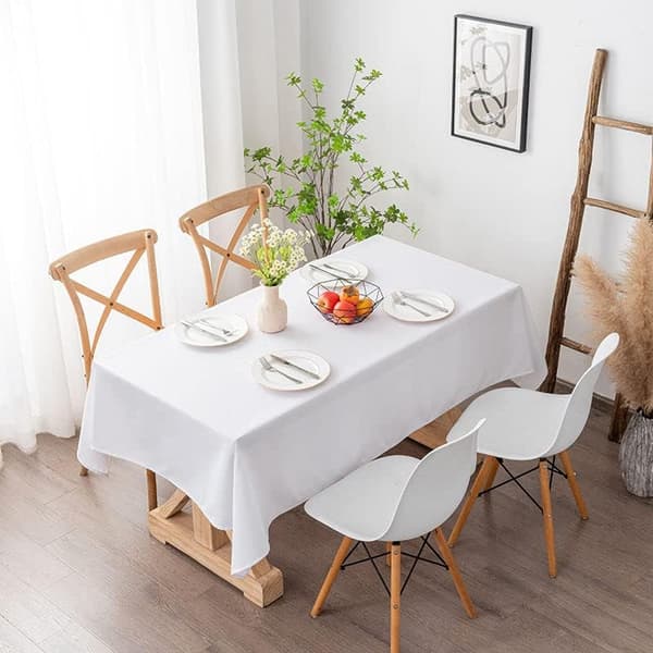White Tablecloth - 90X132 inch Polyester Rectangular Tablecloth, for 4ft Table in Washable Stain and Wrinkle Free, Christmas Tablecloth 228*335cm 228*335cm