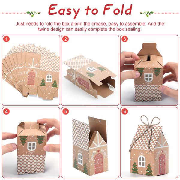 TsunNee Presentpapper Godis Presentaskar, Julkalaspåsar, 50-pack