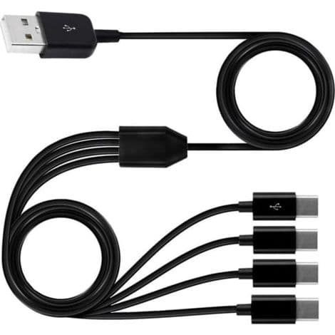 Multifunktionel 4-i-1 USB-C-splitter med hurtigopladning og 4 Type-C-hanstik