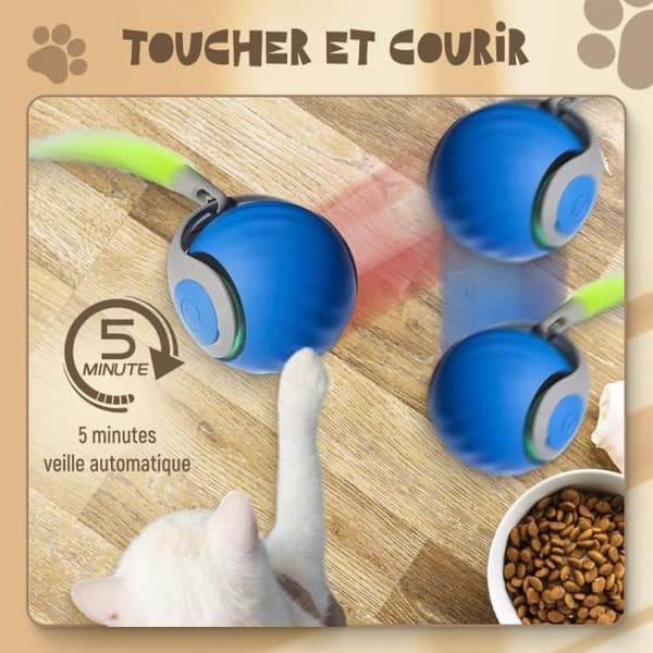 Interactive Toy - Speed Tail 2.0 - Moving Ball - Smart Mode - Specially Designed for Cats - Orange Ball with Textured Surface
