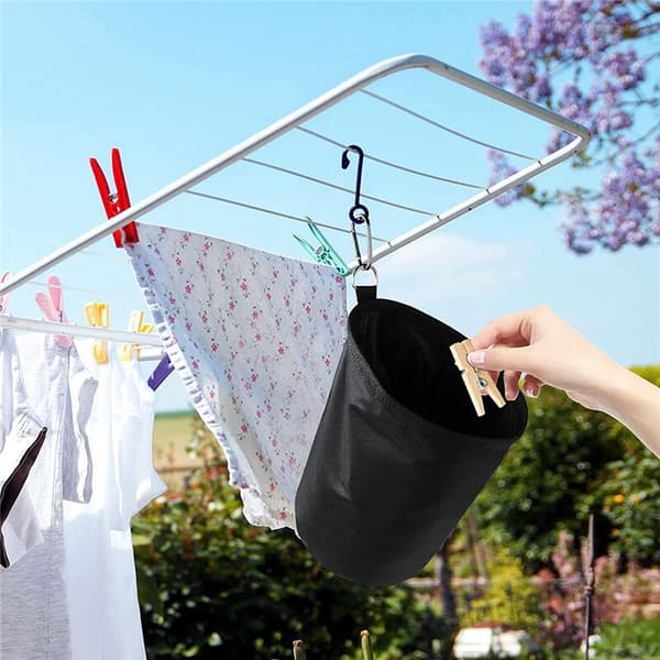 Clothespin Bag Holds Up to 150-200 Clothespins, Large Waterproof Clothespin Bag with Drawstring Closure