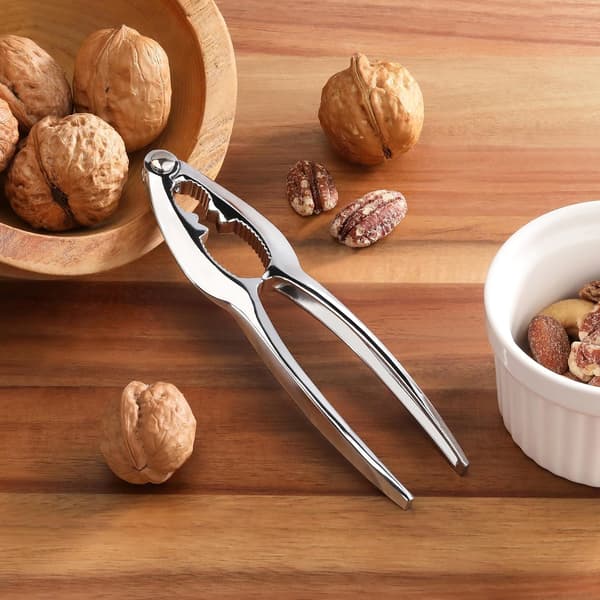 Nutcracker Tool Heavy Duty Stainless Steel with Non-Slip Handle for Walnut Hazelnut Almond Pecan and Seafood Silver
