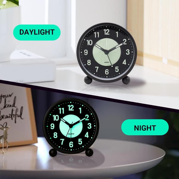 Silent Alarm Clock with Night Light - Battery-Free Digital Clock without Ticking for Bedroom, School & Home Use
