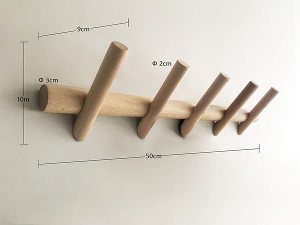 Branch Väggmonterad Trä Klädhängare 5 Krokar Design Klädställ Vägg
