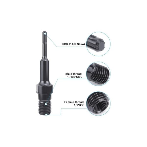 SDS Plus-adapter til 1 1/4\" UNC diamantkernebor, adapter til 190 mm kernebor