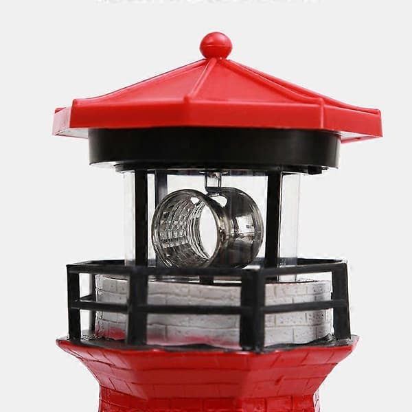 Solar Powered Lighthouse Outdoor Rotating LED Lighthouse Lamp Waterproof Statue for Garden Outdoor