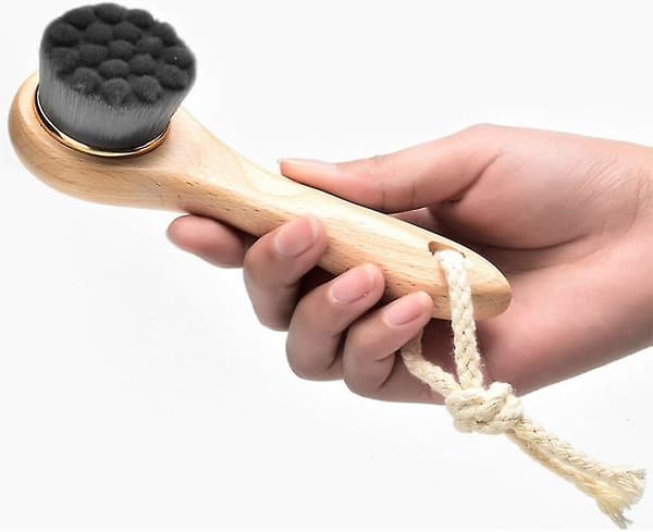 Naturborste Puhdistusharja Pehmeä Puukahva Musta Ihonpuhdistukseen SX