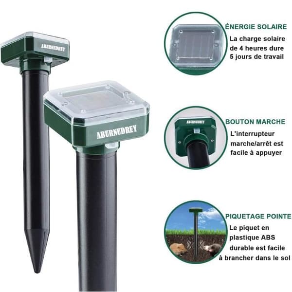 Solar mole repellent - Ultrasonic snake repellent - Solar powered mole repellent - Mole repellent - Mole trap (2-pack)
