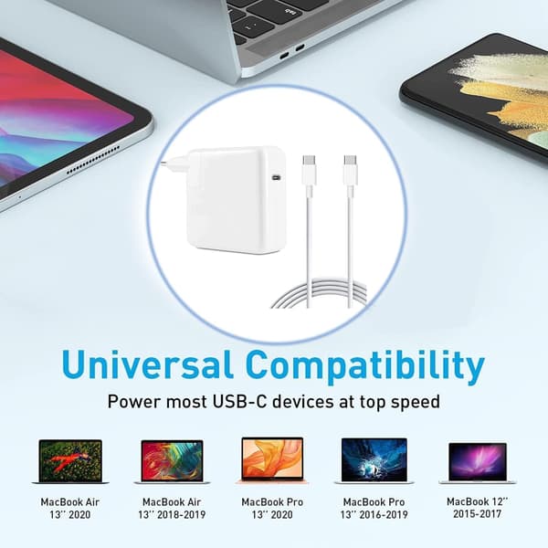 Oplader til MacBook Air 2020/2019/2018 iPad Pro MacBook 96W USB C