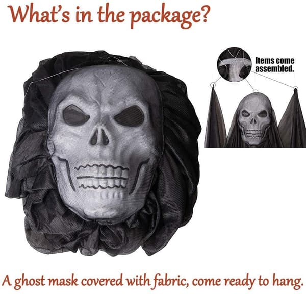 Hængende spøgelseskranievedhæng Halloween rædselsspøgelse 3 meter gaze