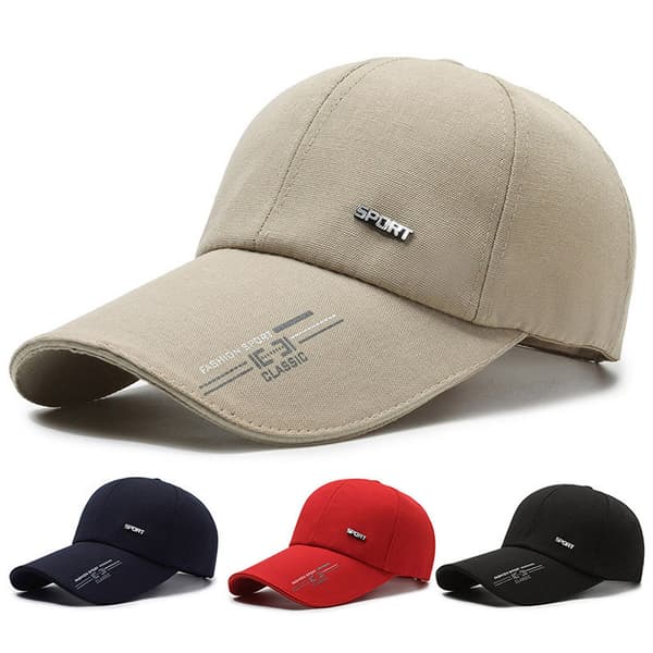 Baseballcaps i bomullslerret med lang brem, utendørs, uformell, for kvinner og menn (khaki)