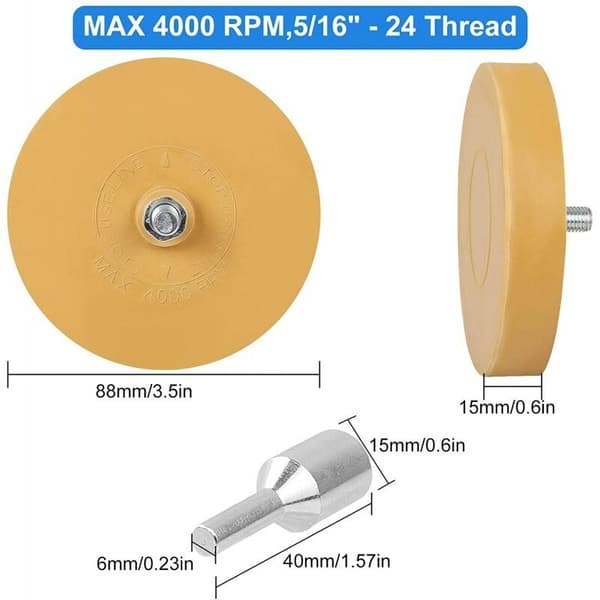 Sæt med 2 gummihjul til fjernelse af bilmærkater (100 mm + 88 mm)