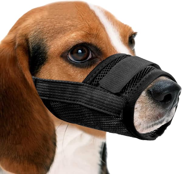 Andningsbart hundmunskydd i nylonmesh, snabbmonterad munkorg med justerbara remmar, husdjursmunskydd