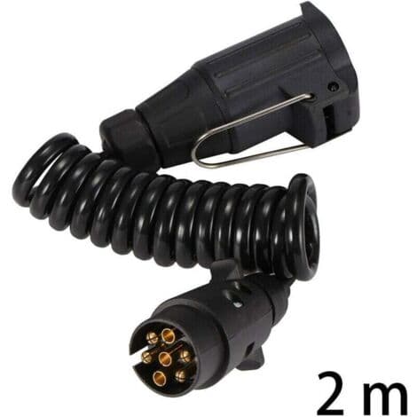 2m Trailer Extension Cable - Cold and Oil Resistant - 7-Pin Plug - Robust Housing with Rubber Seal
