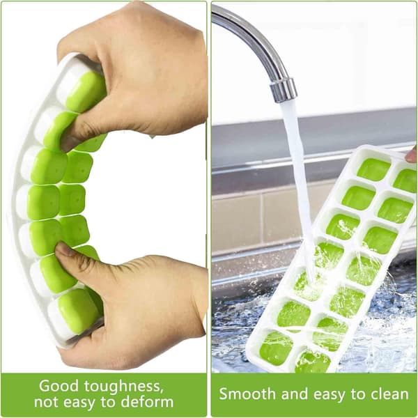 Återanvändbara silikoniskubsformar - Spilltätt lock, lätta att lossa & diskmaskinssäkra (4-pack)