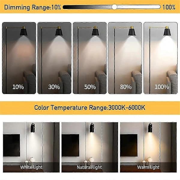 2 pcs E27 Rechargeable Lamp with 3 Color Temperatures, Table Lamp with Remote Control and Timer