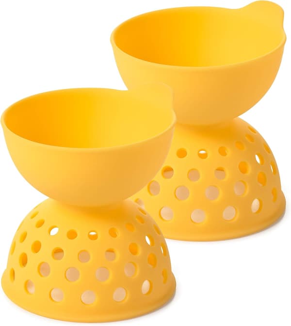Eggekoker, posjerte eggsett, 2 deler, gul