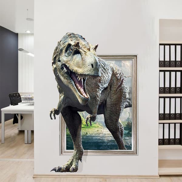 3D Trasig Vägg Realistisk Dinosaurie Sovrum Vardagsrum Barn