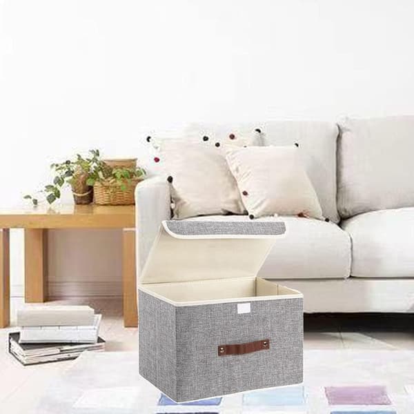 Foldable Canvas Storage Box with Strong Handle for Home, Office
