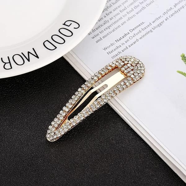 4 stk Rhinestone Snap Clips Store sølv, gull silver,gold