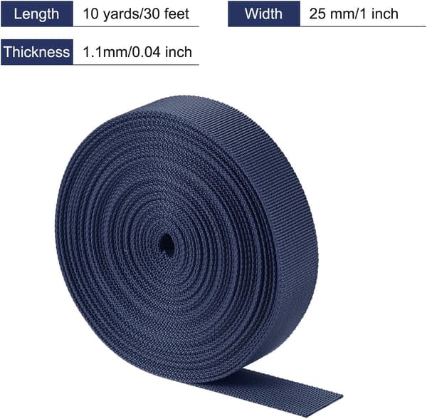 Flat Nylon Webbing Strap 1 tomme 10 Yards Mørkeblå for Ryggsekk Blå 1 tomme Dark Blue