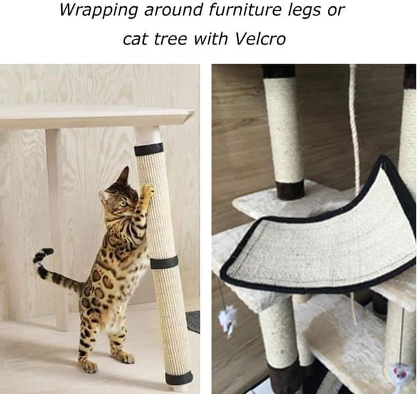 Kattekløsemåtte Sisal Resistent Kattekløser Killing Kattekløsebræt Rulbart Beskyttelse Bord Stol Gulv Sofa Katte Klør Interaktive Legetøj