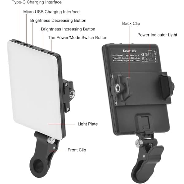 Rechargeable Clip-On LED Video Conference Light with 3 Brightness Modes for Phone, iPad, Makeup, TikTok[JUN]