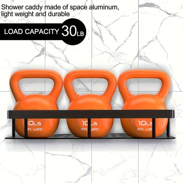 Wall-Mounted Shower Caddy with Large Capacity, Drill-Free Floating Shelf for Bathroom and Kitchen