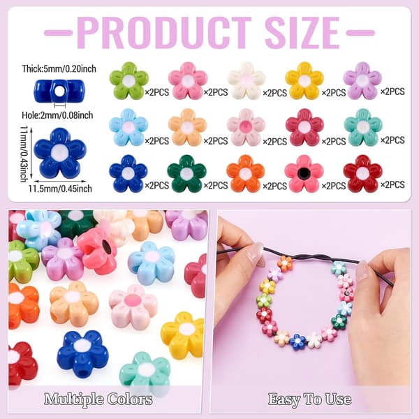 30 stk Blomst Akrylperler Bakemaling Opaque Mellomstykke 11mm