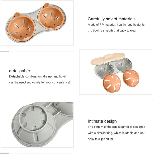 Microwave Egg Cooker - 22*11*8 cm - 2 Cavities, Poached Egg Maker, Poaching Cups - Egg Poacher, Kitchen Utensils - Orange