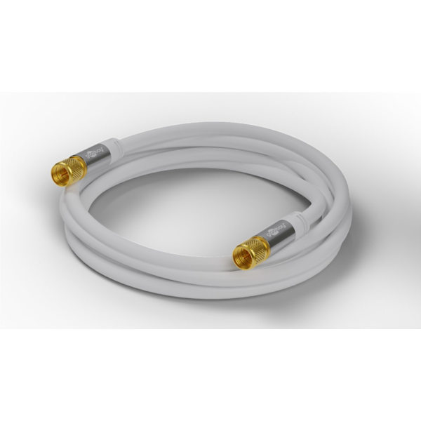 Satellittantennekabel (135 dB), 4x skjermet Vit