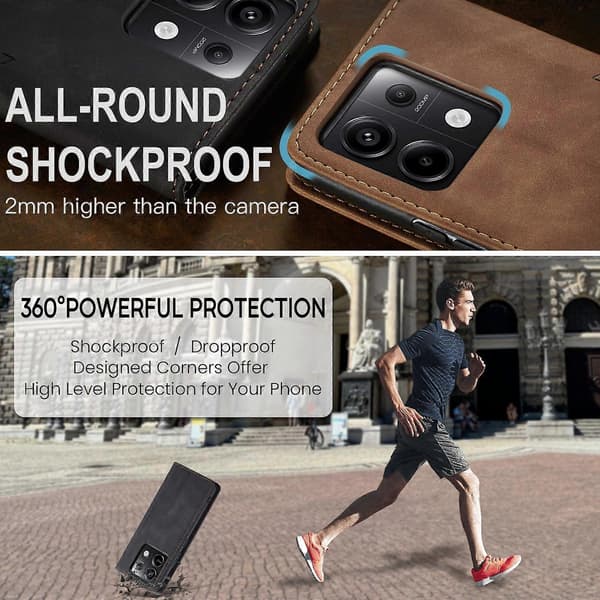 CaseMe 013 Multifunktionelt Horisontalt Flip Læder Telefoncover (Til Xiaomi Redmi Note 13 Pro 5G)