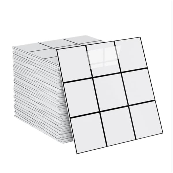 Oil-Resistant Decorative Wall Decals - Black & White, Self-Adhesive (4-Pack)