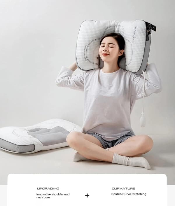 Breathable Massage Neck Pillow for Adults - Adjustable Inflatable Neck Pillow with Air Cushion Designed for Sleep