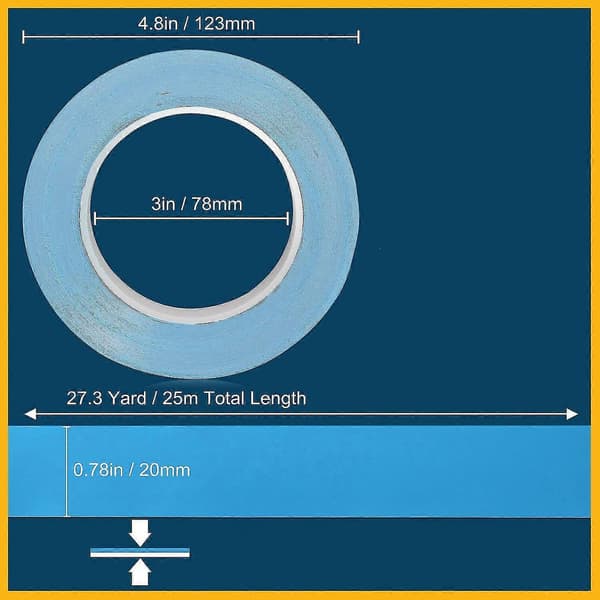 20 mm*25 m, højtydende termisk ledende tape til køleplader, LED-strips