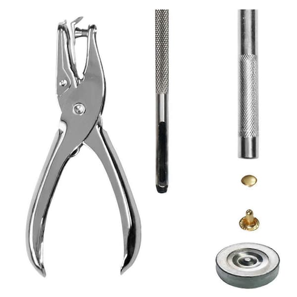 300 Set Leather Rivets Double Cap Rivets Tubular Metal Studs With Punch Pliers Fastener Setting Tool For DIY Leather Craft [DB]