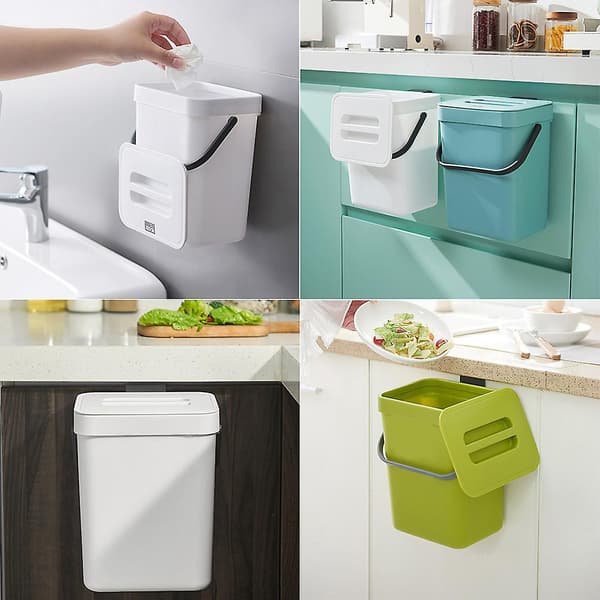 Small Kitchen Compost Bin 3L Countertop Waste Bin with Lid for Household Waste Management