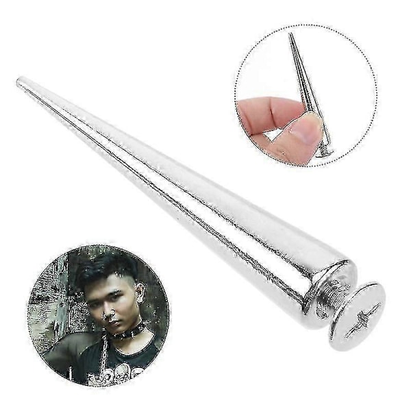 10 pcs Solid Punk Bullet Large Spikes Metal Leather Rivets Diy Silver Cone Studs
